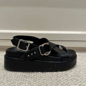 J Slides platform sling back sandal; size 7; in excellent condition